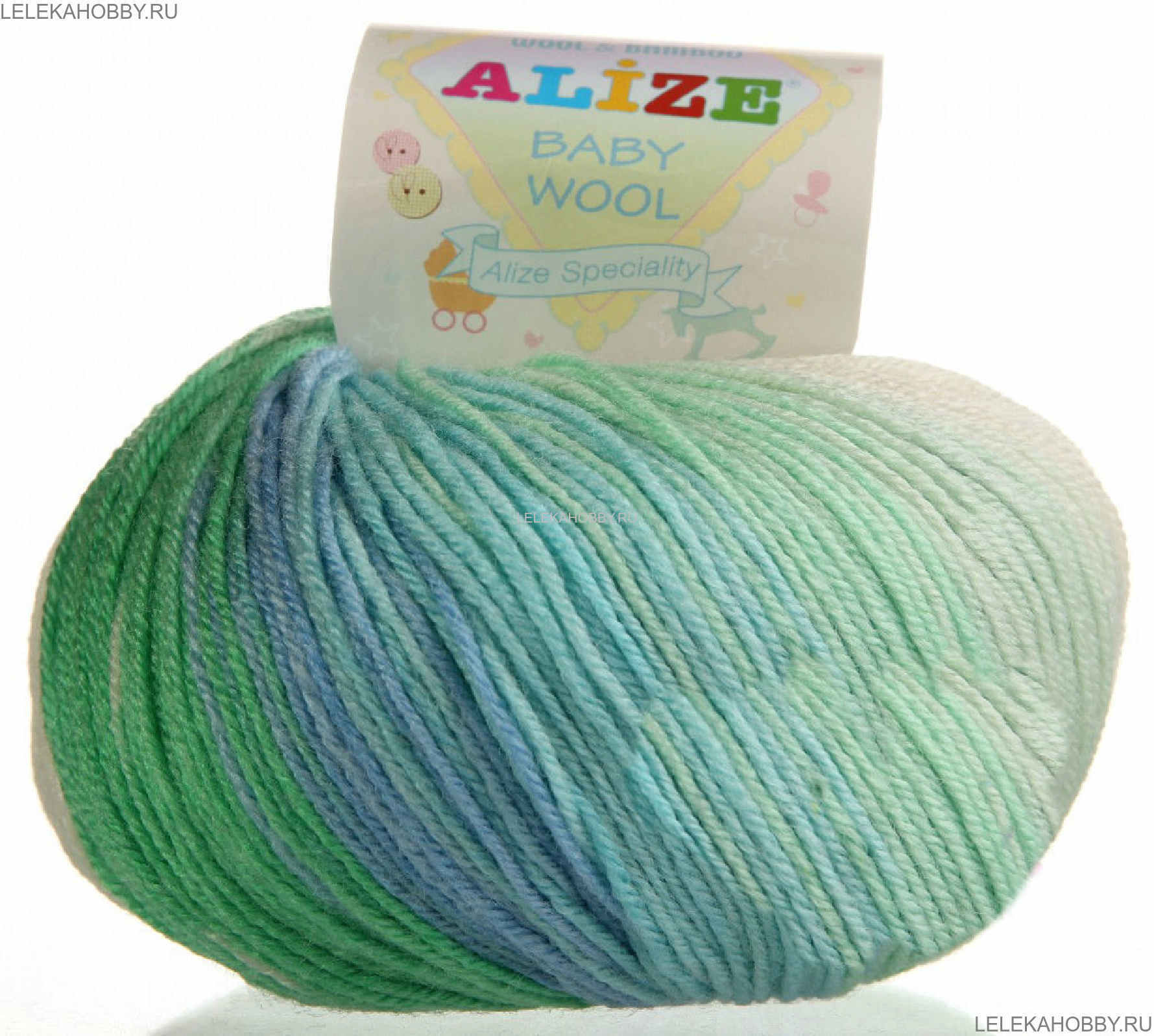 Пряжа 40%шерсть/20%бамбук/40%акрил Baby Wool Batik ALIZE мятно-голубой (4389), 175м, 50г