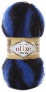 Пряжа Alize Naturale голубой-темно-синий (6045), 60%шерсть/40%хлопка, 230м, 100г
