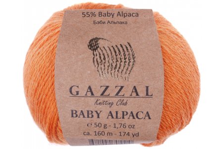 Пряжа Gazzal Baby Alpaca оранжевый (46008), 55%беби альпака/45%шерсть мериноса супервош, 160м, 50г