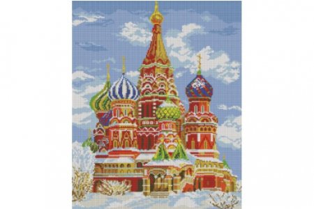 Мозаичная картина БЕЛОСНЕЖКА на раме Храм Василия Блаженного, 40*50см