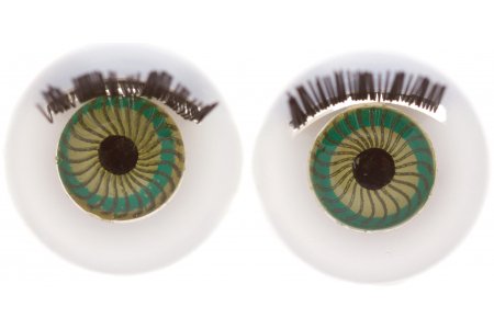 Глаза для кукол пластиковые круглые с ресничками, зеленые, 12мм, 1пара