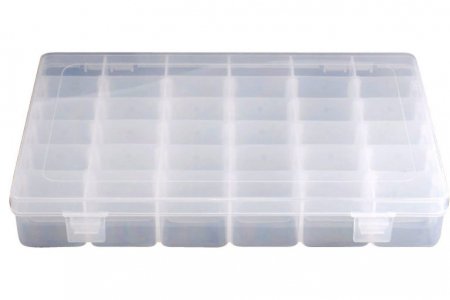 Коробка пластиковая для мелочей БЕЛОСНЕЖКА, прозрачный, 36 отделений, 27,5*17,8*4,3см