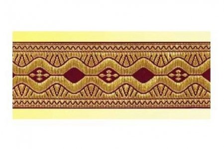 Лента жаккардовая Галун православный Волна желтый с золотом, 50мм, 1м