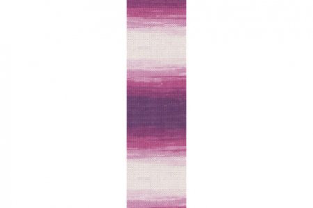 Пряжа Alize Miss Batik белый-сиреневый-фиолетовый (3302), 100% мерсеризованный хлопок, 280м, 50г