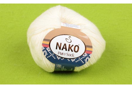 Пряжа Nako Pure wool sock кремовый (2378), 70%шерсть/30%полиамид, 200м, 50г