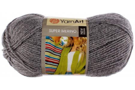 Пряжа Yarnart Super Merino серый (194), 75%акрил/25%шерсть, 300м, 100г