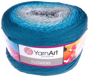 Пряжа YarnArt Flowers сине-бирюзовый (289), 55%хлопок/45%акрил, 1000м, 250г
