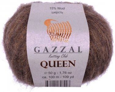 Пряжа Gazzal Queen коричневый (7224), 15%шерсть/35%полиэстер/15%металлик/35%акрил, 100м, 50г