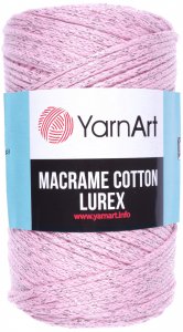 Пряжа YarnArt Macrame cotton lurex розовый-серебро (732), 75%хлопок/13%полиэстер/12%металлик, 205м, 250г