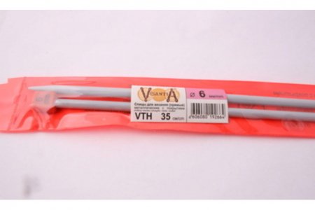 Спицы для вязания прямые VISANTIA металлические, d6мм, 35см