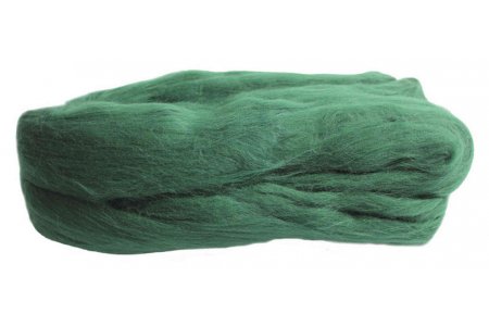 Шерсть для валяния лента гребенная 100% австралийский меринос 22мкм СЕМЕНОВСКАЯ темно-зеленый, 100г