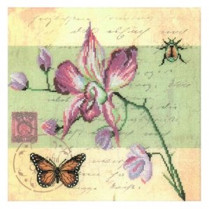 Набор для вышивания крестом РТО Почтовая открытка-Орхидея, 25*25см