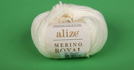 Пряжа Alize Merino royal молочный (62), 100%шерсть, 100м, 50г