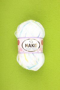 Пряжа Nako Masal Renkli белый-желтый-салат-бирюза (32094), 100%акрил, 165м, 100г