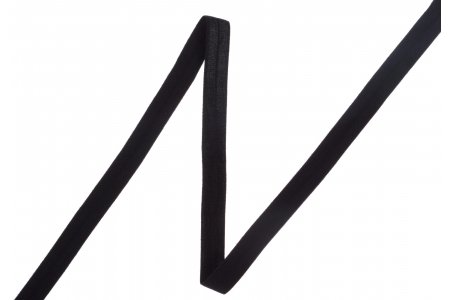 Лента эластичная окантовочная 15мм блестящая, черный (F322), 1м