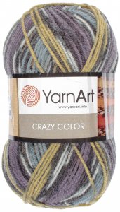 Пряжа Yarnart Crazy color фиолетовый-желтый-серый-антрацит (170), 75%акрил/25%шерсть, 260м, 100г