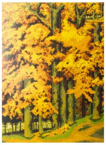 Схема для вышивки крестом цветная, Осенний лес, 30*42см