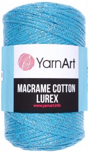 Пряжа YarnArt Macrame cotton lurex бирюза-серебро (733), 75%хлопок/13%полиэстер/12%металлик, 205м, 250г