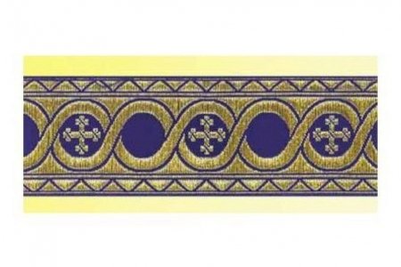 Лента жаккардовая Галун православный Горошина бордо с золотом, 24мм, 1м