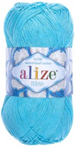 Пряжа Alize Miss бирюзовый (263), 100% мерсеризованный хлопок, 280м, 50г