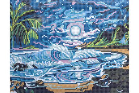 Ткань с рисунком для вышивки бисером КАРОЛИНКА Остров грез, 33*25см