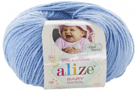 Пряжа Alize Baby Wool голубой (40), 40%шерсть/20%бамбук/40%акрил, 175м, 50г