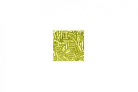 Бисер китайский стеклярус BUGLES IDEAL 6мм прозрачный/цветной светло-зеленый (В164), 50г