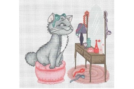 Набор для вышивания крестом Luca-s Кошка у туалетного столика, 24,5*22,5см