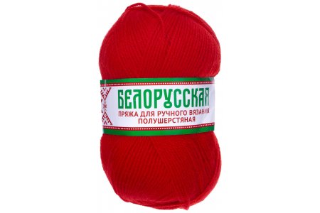 Пряжа Камтекс Белорусская красный (046), 50%шерсть/50%акрил, 300м, 100г