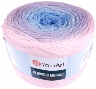 Пряжа Yarnart Flowers Merino розовый-сирень-голубой (551), 25%шерсть/75%акрил, 590м, 225г