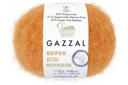 Пряжа Gazzal Super Kid Mohair терракот (64419), 31%меринос/47%супер кид мохер/22%полиамид, 237м, 25г