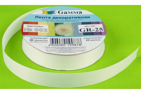 Тесьма GAMMA репсовая, грязно-белый (002), 25мм, 1м