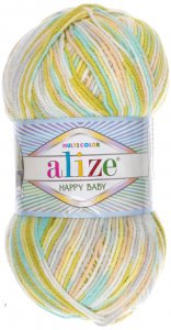 Пряжа Alize Happy baby multikolor белый-голубой-серый-бежевый-фисташка (52236), 65%акрил/35%полиамид, 330м, 100г