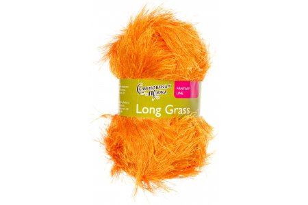 Пряжа Семеновская Long grass оранжевый (18), 100%полиэстер, 150м, 100г
