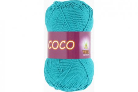 Пряжа Vita cotton Coco темная зеленая бирюза (4315), 100%мерсеризованный хлопок, 240м, 50г