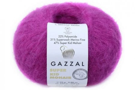 Пряжа Gazzal Super Kid Mohair фиолетовый (64415), 31%меринос/47%супер кид мохер/22%полиамид, 237м, 25г