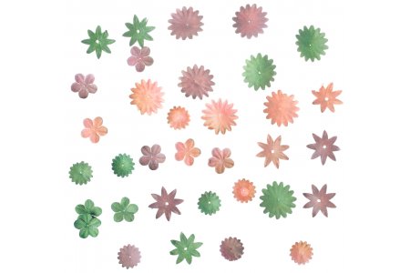Набор бумажных цветов ассорти RAYHER, зелено-коричневый, 1,5-2,5см, 36шт