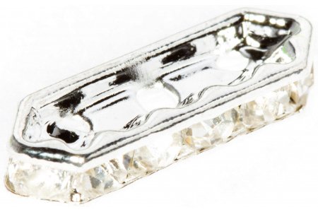 Бусина металлическая GLOREX Рондель прямоугольник, кристальный, 3*16мм