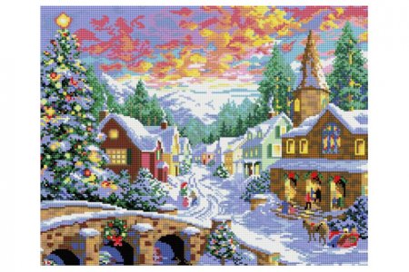 Мозаичная картина стразами БЕЛОСНЕЖКА Рождественская ночь, 40*50см