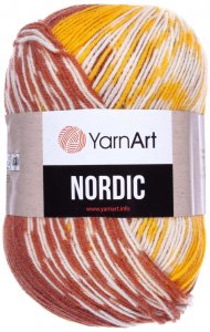 Пряжа Yarnart Nordic желтый-молочный-коричневый (656), 20%шерсть/80%акрил, 510м, 150г