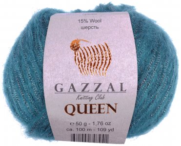 Пряжа Gazzal Queen изумруд (7333), 15%шерсть/35%полиэстер/15%металлик/35%акрил, 100м, 50г