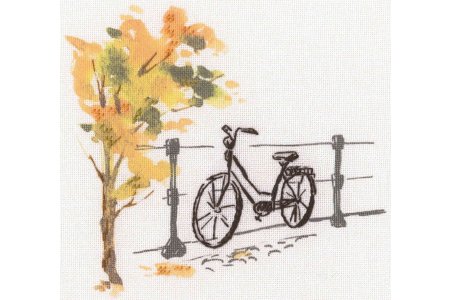 Набор для вышивания крестом РТО Рисуем нитками.Осень.Велосипед, 15*21см