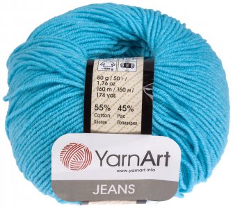 Пряжа YarnArt Jeans бирюзовый (33), 55%хлопок/45%акрил, 160м, 50г
