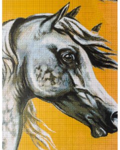 Схема для вышивки крестом цветная, Белая лошадь, 30*42см
