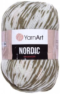 Пряжа Yarnart Nordic белый-бежевый-хаки (651), 20%шерсть/80%акрил, 510м, 150г