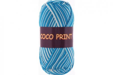 Пряжа Vita cotton Coco Print голубая бирюза/меланж (4668), 100%мерсеризованный хлопок, 240м, 50г