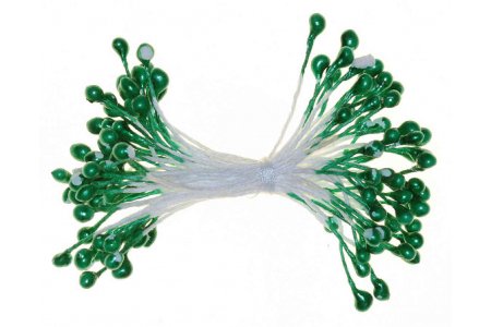 Тычинка для искусственных цветов большая капля перламутрово-зеленый, 5,5см