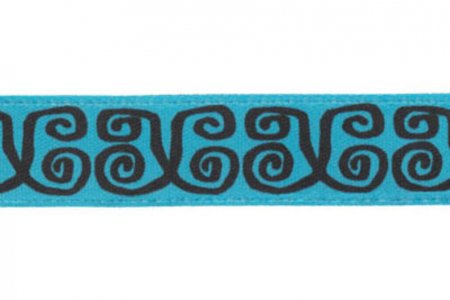 Лента атласная Gamma с рисунком фасовка, 030/073, черный/голубой, 12мм, 3м
