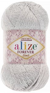 Пряжа Alize Forever Sim светло-серый (168), 96%микрофибра акрил/4%металлик, 280м, 50г