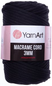 Пряжа YarnArt Macrame cord 3mm черный (750), 60%хлопок/40%полиэстер/вискоза, 85м, 250г